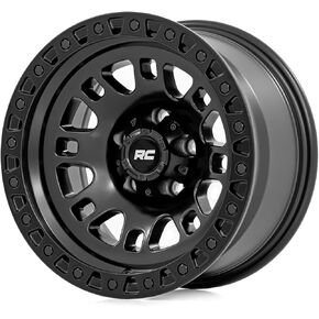 Rough Country 82 Series One-Piece 17x9 | 5x4.5 | -12mm Offset-82170913 Gloss Black Wheel with Aluminum (17 x 9. inches /5 x 4 inches, -19 mm Offset)