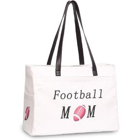 Large Football Tote Bag with Pockets, Football Mom Canvas Bags, Sports Team Mom Accessories, Football Gifts for Women