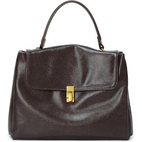 Women's Soft Leather Top Handle Crossbody Flap Satchel Bag