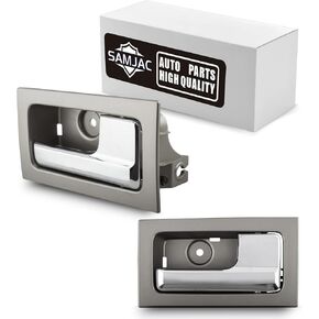 Pack of 2 Interior car Door Handle, | Compatible with 2009-2014 Ford F150 | Front or Rear Right Passenger Side | Chrome Lever with Gray Housing | Replace# CL3Z-1522600-GA, 9L3Z-1522600-CB