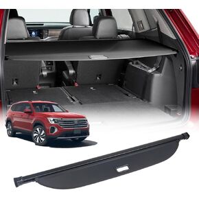 Retractable Cargo Cover Compatible with Volkswagen VW Atlas 2024 2023 2022 2021 2020 2019 2018, Anti-Peeping Rear Trunk Cover Luggage Privacy Security Shield Shade with Extra Canvas Cover