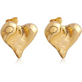 Gold Plated Chunky Heart Stud Earrings For Women Love Heart Shape Shell Pearl Beads Party Jewelry