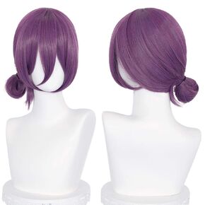 Probeauty Purple Red Cosplay Wig, Women Long Braid Costume Wig with Bangs for Halloween Anime Cosplay