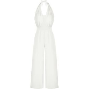 Belle Poque Women Halter Jumpsuits High Waisted Wide Leg Jumpsuits with Pockets 2023