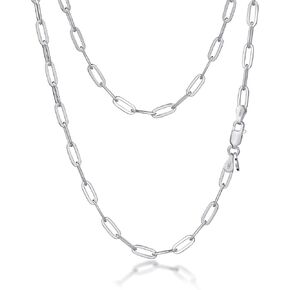 Amberta Women's 925 Sterling Silver Paperclip Chain