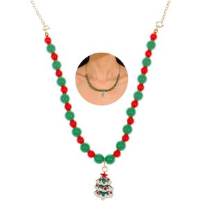 Bethynas Christmas Beaded Choker Necklace X-Mas Tree Jingle Bell Snowflake Pendant Crystal Collar Neck Chain Soft Suede Christmas Party Jewelry for Women