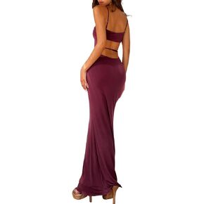 XinFSh Women's Long Bodycon Dresses Sleeveless Elegant Maxi Dress Spaghetti Strap Formal Party Wedding Guest Dress