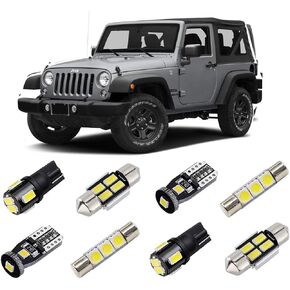 White Interior LED Lights Kit for 2007-2018 Jeep Wrangler JK 4-Door Super Bright 6000K LED Interior Light Bulbs Package + License Plate Lights and Install Tool