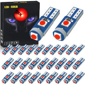 YEORO 30pc Red T5 17 18 27 37 58 70 73 74 79 85 86 2721 LED Bulbs 3x3030 Chips LED Lamp for Map,Dashboard,Instrument panel,Dome,Gauge lights,