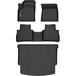 GINOWY-Floor Mats & Cargo Liner for Nissan Rogue 2021-2024 2025 (Not Fit Rogue Sport) TPE All Weather 2024 Rogue Car Mats, Non-Slip Trunk Mat Waterproof Rogue Accessories Black