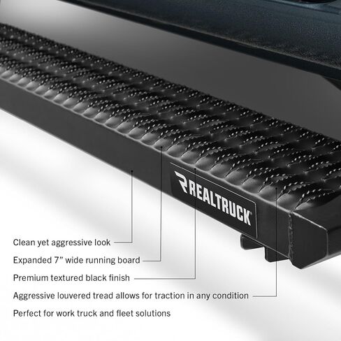 RealTruck Growler Steps for Ford F-150/F-250/F-350 | Cab Length, Rust-Proof Aluminum, Textured Black | GFF15QC-TX | Fits 2015-2024 Ford F-150, 2018-2020 Raptor, 2017-2020 F250/F350/F450 Quad Cab in Kuwait