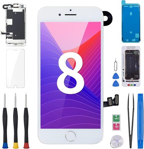 for iPhone 8 Screen Replacement 4.7" Black with Home Button LCD Display for iPhone SE 2nd 2020 Digitizer 3D Touch Assembly Repair Kit Front Camera Speaker Sensor Fix Tools A1863 A1905 A1906 in Kuwait