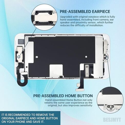 for iPhone 8 Screen Replacement 4.7" Black with Home Button LCD Display for iPhone SE 2nd 2020 Digitizer 3D Touch Assembly Repair Kit Front Camera Speaker Sensor Fix Tools A1863 A1905 A1906 in Kuwait
