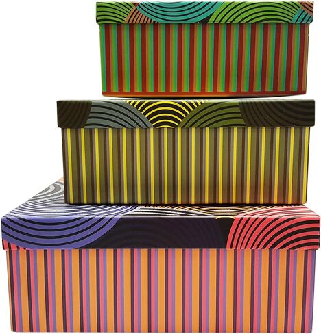 ALEF Elegant Decorative Themed Nesting Gift Boxes -3 Boxes- Nesting Boxes Beautifully Themed and Decorated - Perfect for Gifts or Simple Decoration Around the House! (Sparkle Line Pattern) in Saudi Arabia
