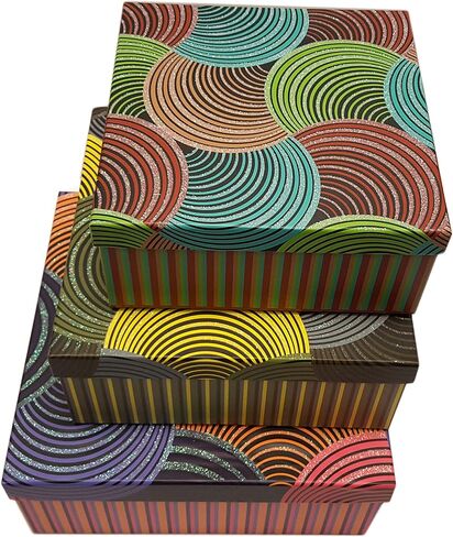 ALEF Elegant Decorative Themed Nesting Gift Boxes -3 Boxes- Nesting Boxes Beautifully Themed and Decorated - Perfect for Gifts or Simple Decoration Around the House! (Sparkle Line Pattern) in Saudi Arabia