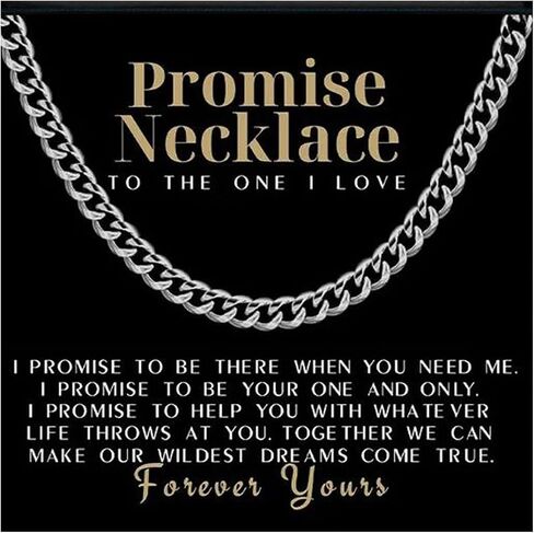 Promise Necklace for Him Silver Cuban Link Chain for Men 7MM Thick Stainless Steel Chain Sentimental Gifts for Husband Anniversary Birthday Valentines Christmas Gifts for Boyfriend,Husband in Saudi Arabia