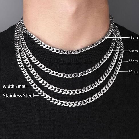 Promise Necklace for Him Silver Cuban Link Chain for Men 7MM Thick Stainless Steel Chain Sentimental Gifts for Husband Anniversary Birthday Valentines Christmas Gifts for Boyfriend,Husband in Saudi Arabia