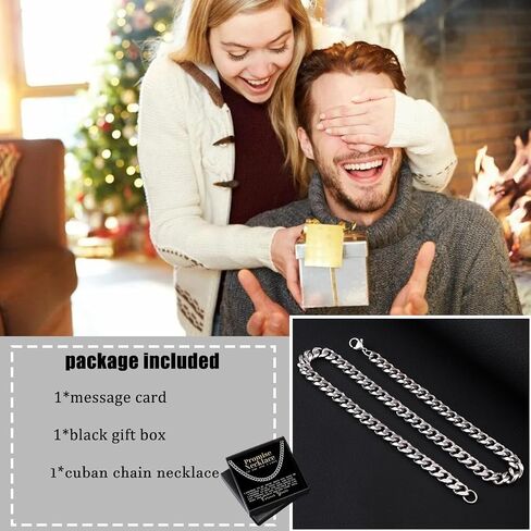 Promise Necklace for Him Silver Cuban Link Chain for Men 7MM Thick Stainless Steel Chain Sentimental Gifts for Husband Anniversary Birthday Valentines Christmas Gifts for Boyfriend,Husband in Saudi Arabia