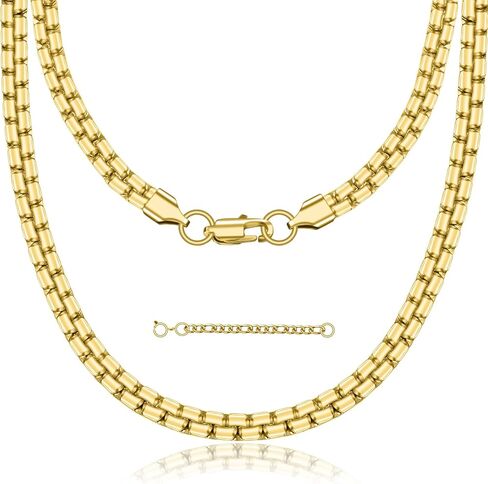 3/4/5/6/7mm Trendy Square Rolo Necklace Chains for Men and Women Non-tarnish 316L Top Grade Stainless Steel Necklace Chain - 16/18/20/22/24/26/30/36 Inch Plus 2" Adjustable Chain in Saudi Arabia
