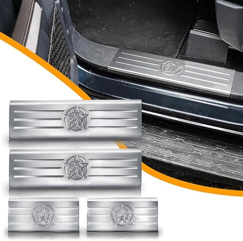 Door Sill Protector 4PCS Door sill Entry Guards Cover for Ford Bronco 4 Door 2021 2022 2023 Accessories (Metal Trim) in Saudi Arabia