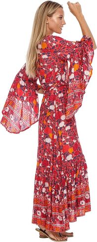 SHU-SHI Womens Floral Wrap Dress Bohemian Sundress Casual Summer Long Boho Sleeve Maxi in Kuwait