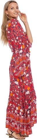 SHU-SHI Womens Floral Wrap Dress Bohemian Sundress Casual Summer Long Boho Sleeve Maxi in Kuwait