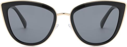 PZ Polarized - نظارات شمسية نسائية ذات تصميم كبير الحجم على شكل جسر معدني على شكل عين القطة، حماية من الأشعة فوق البنفسجية in Kuwait
