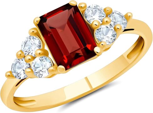 خاتم MAX + STONE من الذهب الأصفر أو الأبيض عيار 10 قيراط للنساء مع أحجار كريمة من قطع الزمرد وخاتم الذكرى السنوية لحجر الميلاد من الياقوت الأبيض مقاس 5 إلى 9 in Kuwait