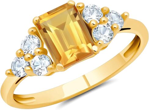 خاتم MAX + STONE من الذهب الأصفر أو الأبيض عيار 10 قيراط للنساء مع أحجار كريمة من قطع الزمرد وخاتم الذكرى السنوية لحجر الميلاد من الياقوت الأبيض مقاس 5 إلى 9 in Kuwait
