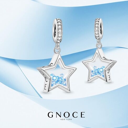 GNOCE على شكل نجمة جوهرة الميلاد قلادة سحر 925 فضة استرخى سحر حبة لسوار قلادة مجوهرات هدية لعيد ميلاد المرأة زوجة (مارس) in Kuwait