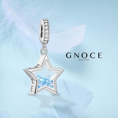 GNOCE على شكل نجمة جوهرة الميلاد قلادة سحر 925 فضة استرخى سحر حبة لسوار قلادة مجوهرات هدية لعيد ميلاد المرأة زوجة (مارس) in Kuwait