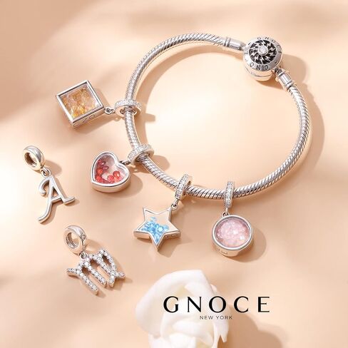 GNOCE على شكل نجمة جوهرة الميلاد قلادة سحر 925 فضة استرخى سحر حبة لسوار قلادة مجوهرات هدية لعيد ميلاد المرأة زوجة (مارس) in Kuwait