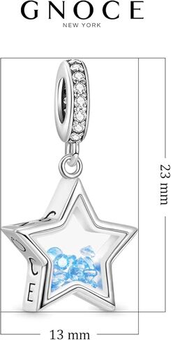 GNOCE على شكل نجمة جوهرة الميلاد قلادة سحر 925 فضة استرخى سحر حبة لسوار قلادة مجوهرات هدية لعيد ميلاد المرأة زوجة (مارس) in Kuwait