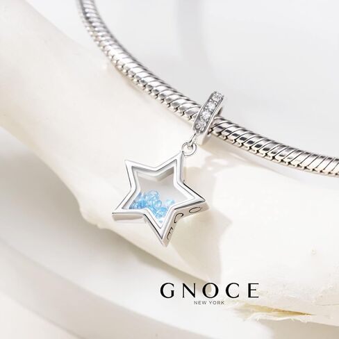 GNOCE على شكل نجمة جوهرة الميلاد قلادة سحر 925 فضة استرخى سحر حبة لسوار قلادة مجوهرات هدية لعيد ميلاد المرأة زوجة (مارس) in Kuwait