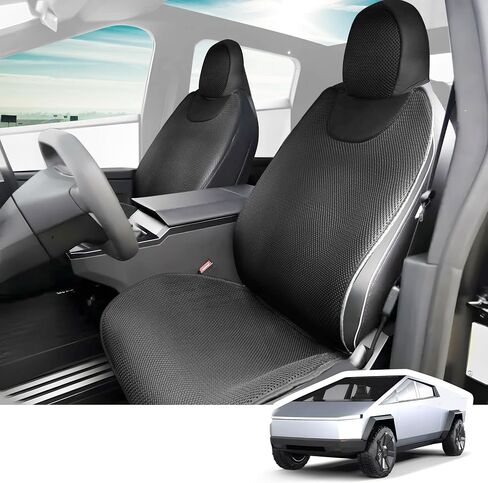 2PC Tesla Cybertruck Front Seat Covers Custom, Breathable Linen Seat Cover,Non-Slip Seat Cushionfor Tesla Cybertruck 2024-2025 (Black) in Saudi Arabia
