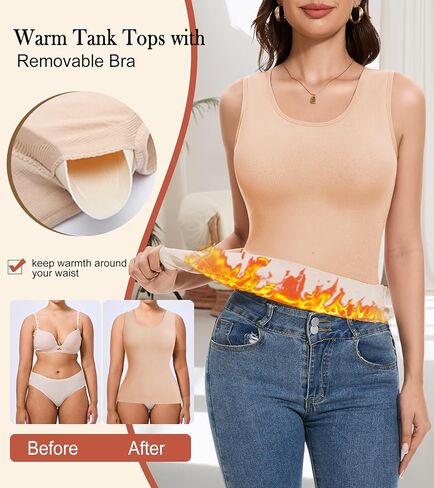 Thermal Tank Top Women Fleece Lined Undershirt V Neck Lace Camisole Tops Warm Base Layer Underwear Cami Vest in Kuwait