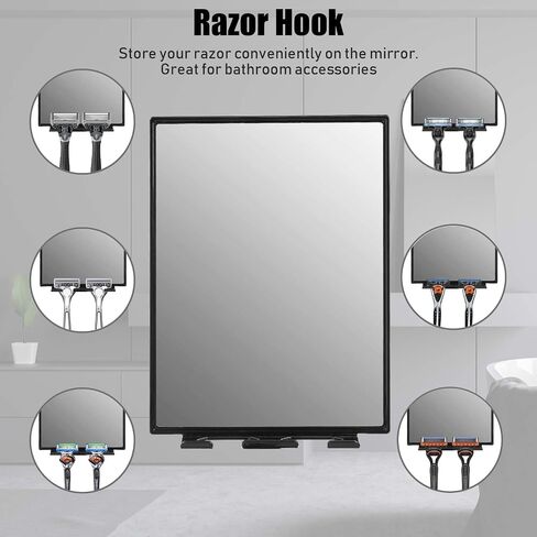 LFOYOU 2025 Updated Shower Mirror with 2 Replaceable Adhesive - Two Razor Holder, 360°Rotation Adjustable Shaving Mirror, Bathroom Razor Holder in Kuwait