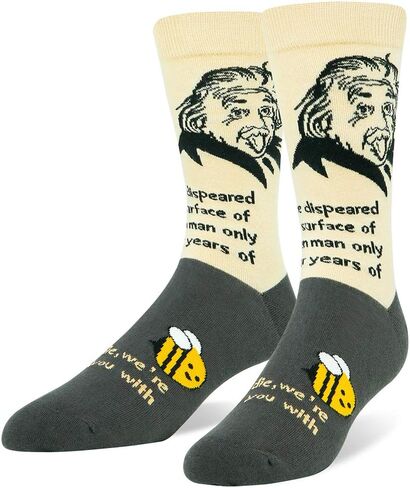 Men's Portrait Crew Socks, Novelty Gift for Nerd Genius Teacher Adult Shoe Size 8-13 for Crazy Sock Day in Kuwait