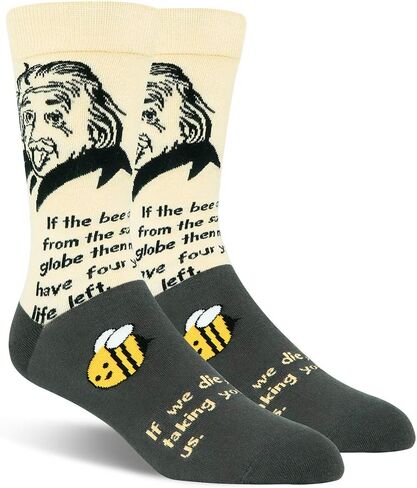 Men's Portrait Crew Socks, Novelty Gift for Nerd Genius Teacher Adult Shoe Size 8-13 for Crazy Sock Day in Kuwait