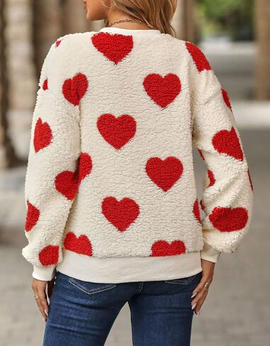 Womens Plush Sweatshirts Crew Neck Long Sleeve Loose Hoodies Pullover Fall Winter Outfits in Kuwait