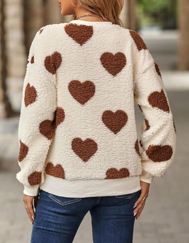 Womens Plush Sweatshirts Crew Neck Long Sleeve Loose Hoodies Pullover Fall Winter Outfits in Kuwait