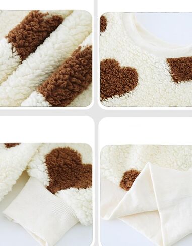 Womens Plush Sweatshirts Crew Neck Long Sleeve Loose Hoodies Pullover Fall Winter Outfits in Kuwait