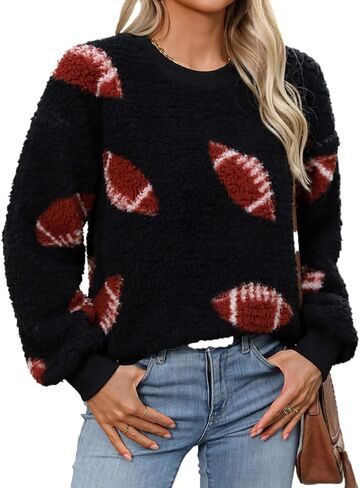 Womens Plush Sweatshirts Crew Neck Long Sleeve Loose Hoodies Pullover Fall Winter Outfits in Kuwait