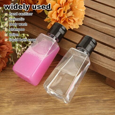 100 عبوة من زجاجات بغطاء قلاب من البلاستيك الشفاف بوزن 1 أونصة - زجاجة ضغط فارغة - زجاجات صغيرة الحجم للسفر لحاويات الاستحمام وصابون الجسم والشامبو in Kuwait