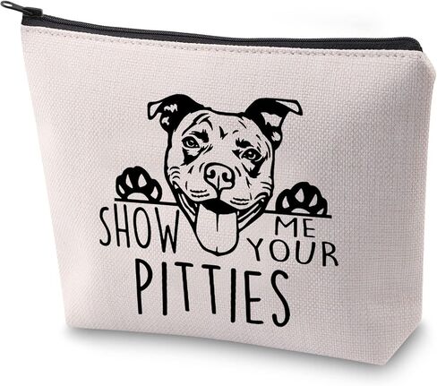 ZJXHPO Funny Pitbull Gift Show Me Your Pitties Dog Lovers Gift Pitbull Mom Cosmetic Bag Zipper Accessory Pouch (Pitties Dog) in Saudi Arabia