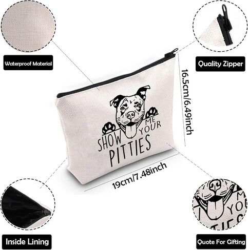 ZJXHPO Funny Pitbull Gift Show Me Your Pitties Dog Lovers Gift Pitbull Mom Cosmetic Bag Zipper Accessory Pouch (Pitties Dog) in Saudi Arabia