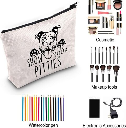 ZJXHPO Funny Pitbull Gift Show Me Your Pitties Dog Lovers Gift Pitbull Mom Cosmetic Bag Zipper Accessory Pouch (Pitties Dog) in Saudi Arabia
