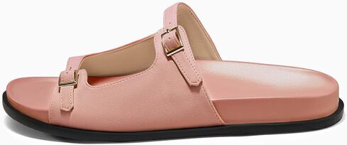 Coutgo Womens Flat Sandals Comfortable Wide Width Slides Double Strap Adjustable Buckle Slip on Shoes in Saudi Arabia