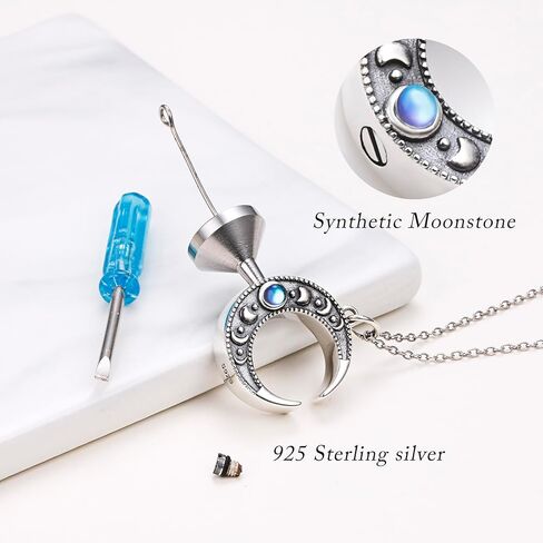 DAOCHONG 925 Sterling Silver Urn Necklace for Ashes Infinity Heart Pendant With Cubic Zirconia Moonstone Teardrop Keepsake Necklace Cremation Jewelry Memorial Pendant Lockets for Ashes 18 inches to 20 inches in Kuwait