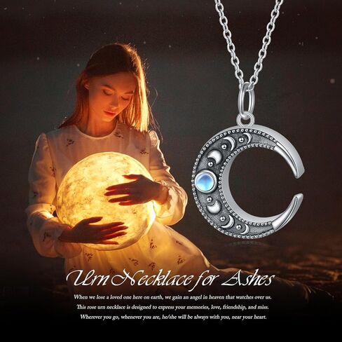 DAOCHONG 925 Sterling Silver Urn Necklace for Ashes Infinity Heart Pendant With Cubic Zirconia Moonstone Teardrop Keepsake Necklace Cremation Jewelry Memorial Pendant Lockets for Ashes 18 inches to 20 inches in Kuwait